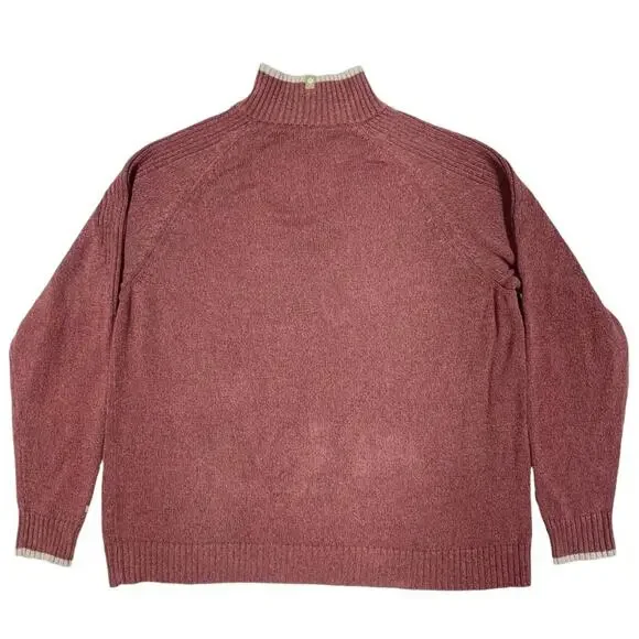 COLUMBIA Men's Cotton Quarter-Zip Stripe Pullover Sweater Maroon/Tan Size XXL - Picture 4 of 7